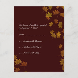 Autumn Maple Leaf Wedding RSVP -brown Card