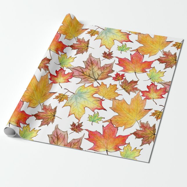 Autumn Maple Leaf Wrapping Paper (Unrolled)