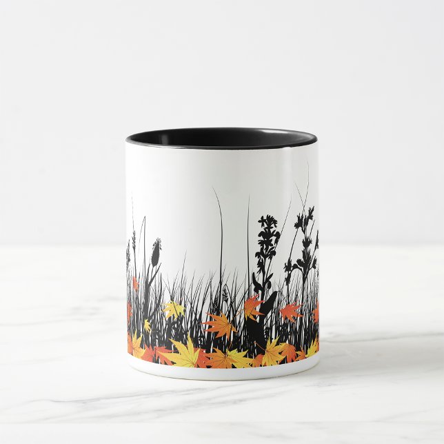 Autumn Maple Leaves and Wild Grass Silhouette  Mug (Creator Uploaded)