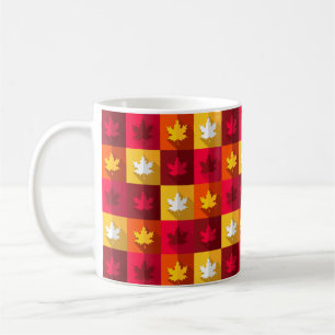Autumn Maple Leaves Bright Patchwork Coffee Mug