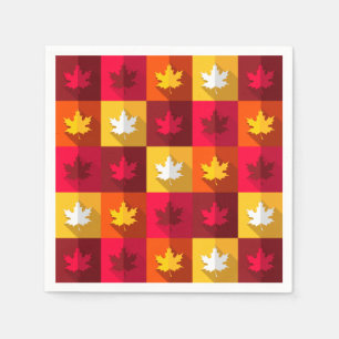 Autumn Maple Leaves Bright Patchwork Napkin