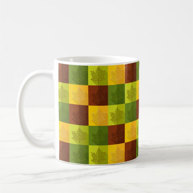 Autumn Maple Leaves, brown and green Coffee Mug (Left)