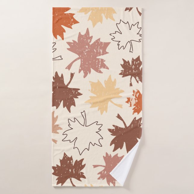 Autumn maple leaves earth tones bath towel (Bath Towel)
