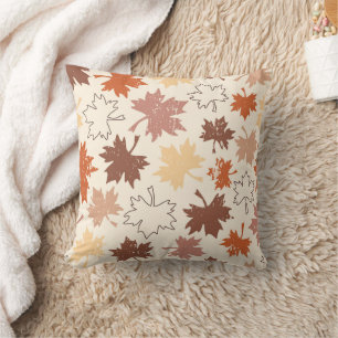 Autumn maple leaves earth tones cushion