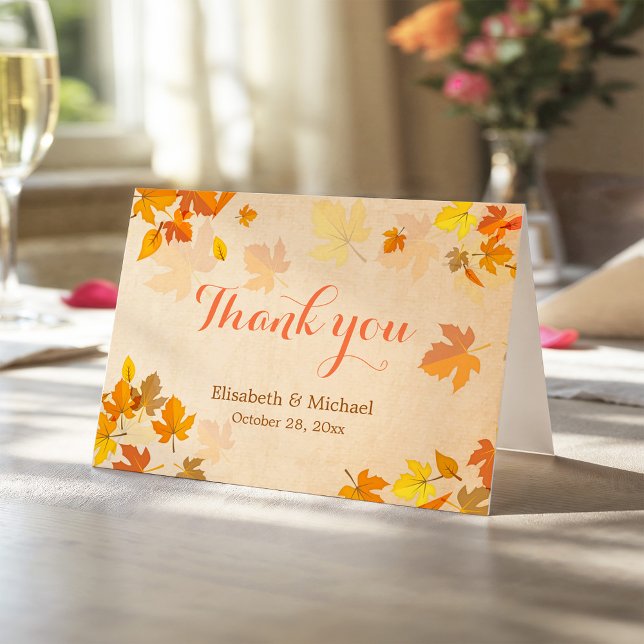 Autumn Maple Leaves Elegant Thank You Card (Creator Uploaded)