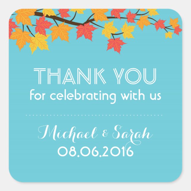 Autumn Maple Leaves Fall Thank You Sticker (Front)
