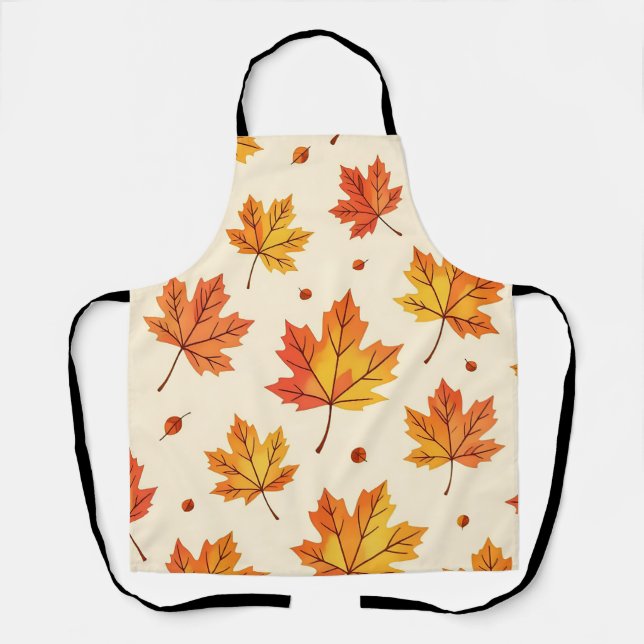 Autumn Maple Leaves Falling Pattern Apron (Front)