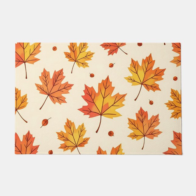 Autumn Maple Leaves Falling Pattern Doormat (Front)