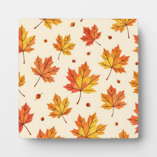 Autumn Maple Leaves Falling Pattern Plaque