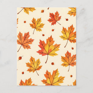 Autumn Maple Leaves Falling Pattern Postcard