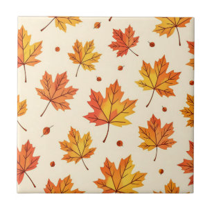 Autumn Maple Leaves Falling Pattern Tile