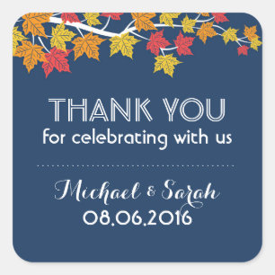 Autumn Maple Leaves Falling Thank You Sticker