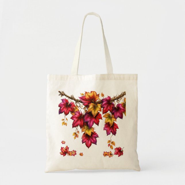Autumn Maple Leaves Garland Decorative Fall Design Tote Bag (Front)