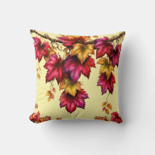 Autumn Maple Leaves Garland in Rich Fall Colours Cushion