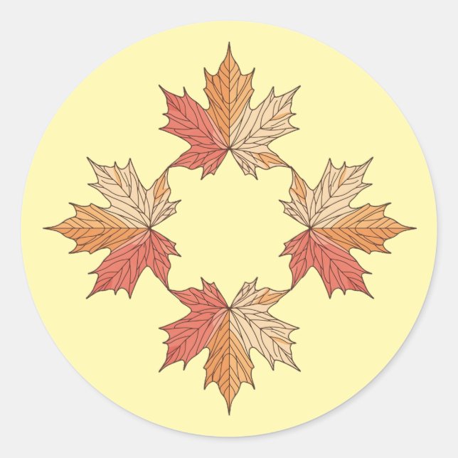 Autumn Maple Leaves geometry Classic Round Sticker (Front)