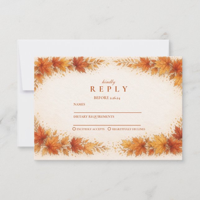 Autumn Maple Leaves Graduation Party RSVP Card (Front)