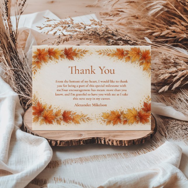Autumn Maple Leaves Graduation Party Thank You Card (Creator Uploaded)