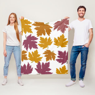 Autumn Maple Leaves Modern Fleece Blanket