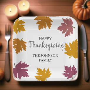 Autumn Maple Leaves Modern Paper Plate
