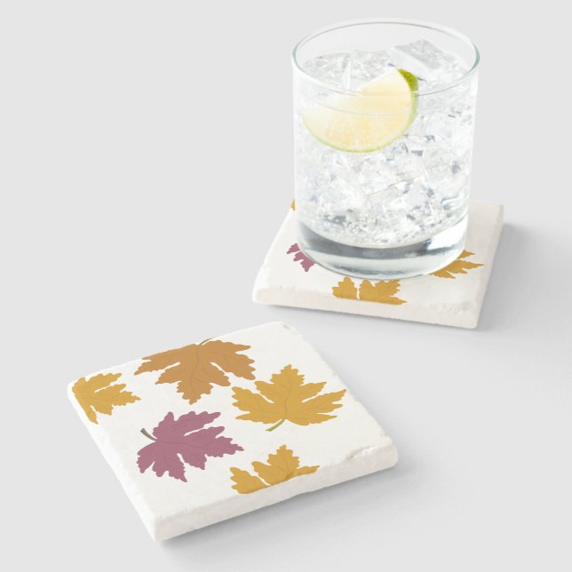Autumn Maple Leaves Modern  Stone Coaster (Side)