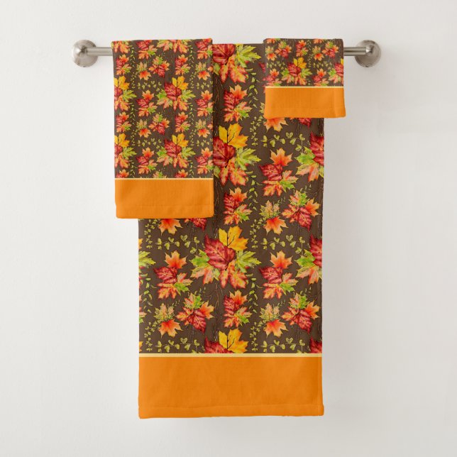 Autumn maple leaves pattern  bath towel set (Insitu)