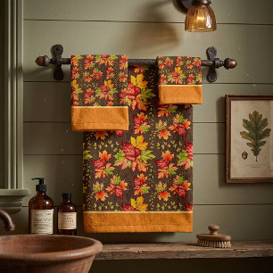 Autumn maple leaves pattern bath towel set