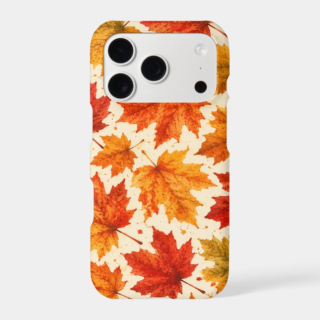Autumn Maple Leaves Pattern | Fall Orange Red Leaf (Back)