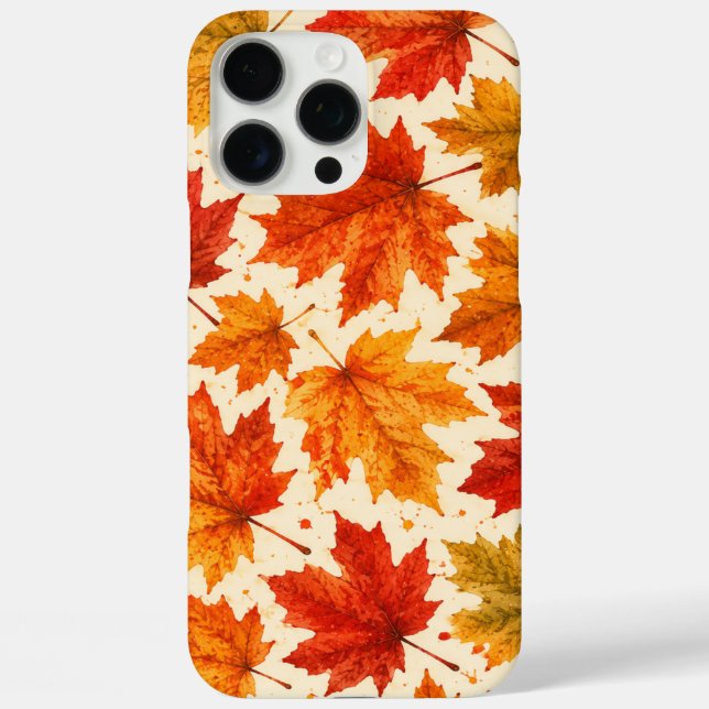 Autumn Maple Leaves Pattern | Fall Orange Red Leaf Case-Mate iPhone Case (Back)