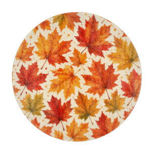 Autumn Maple Leaves Pattern   Fall Orange Red Leaf Cutting Board