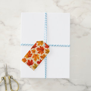 Autumn Maple Leaves Pattern Fall Orange Red Leaf Gift Tags