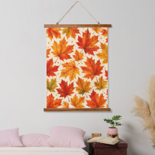 Autumn Maple Leaves Pattern Fall Orange Red Leaf Hanging Tapestry