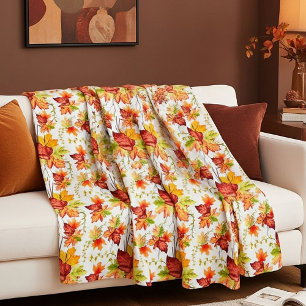 Autumn maple leaves pattern  fleece blanket