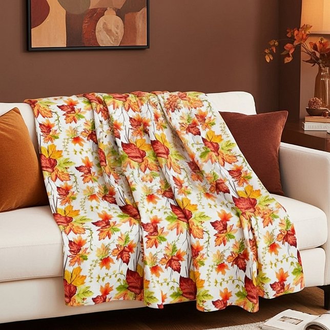 Autumn maple leaves pattern  fleece blanket (Creator Uploaded)
