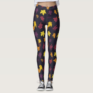 Autumn Maple Leaves Pattern Leggings