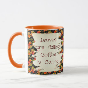 Autumn maple leaves pattern quote mug
