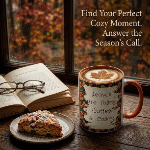 Autumn maple leaves pattern quote mug