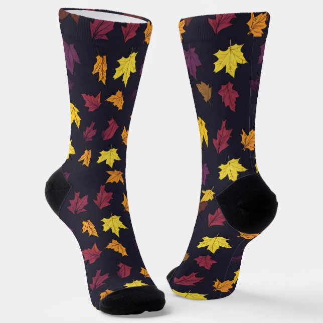 Autumn Maple Leaves Pattern Socks (Angled)