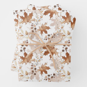 Autumn Maple Leaves Pattern Thanksgiving Wrapping Paper Sheet
