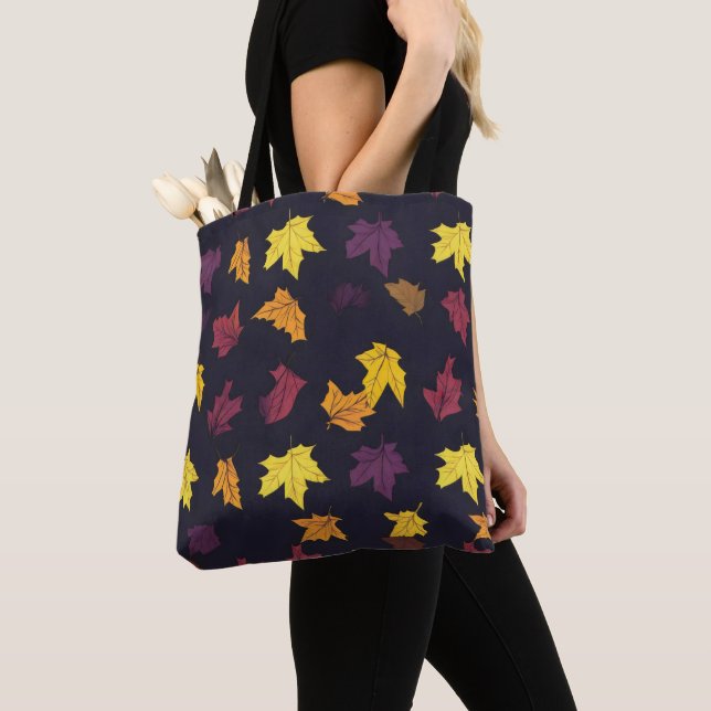 Autumn Maple Leaves Pattern Tote Bag (Close Up)