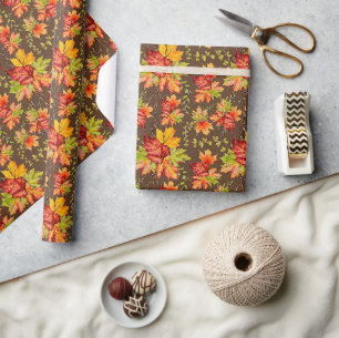 Autumn maple leaves pattern wrapping paper