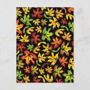 autumn maple leaves postcard