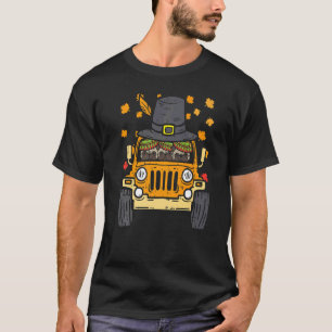 Autumn Maple Leaves Pug Dogs Wearing Taco Hat Ridi T-Shirt