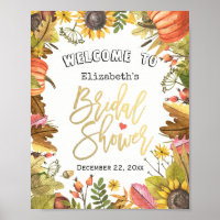 Autumn Maple Leaves Pumpkin Bridal Shower Welcome