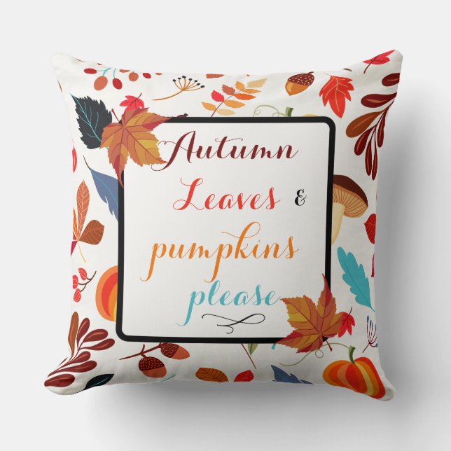 Autumn maple leaves pumpkin Halloween fall orange  Cushion (Front)