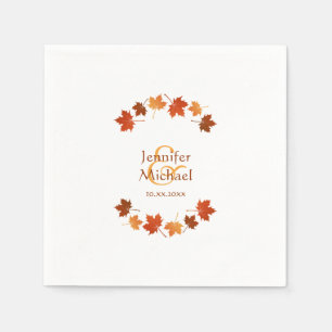autumn maple leaves rustic fall wedding napkin