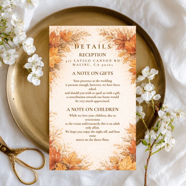 Autumn Maple Leaves Rustic Wedding Enclosure Card (Creator Uploaded)