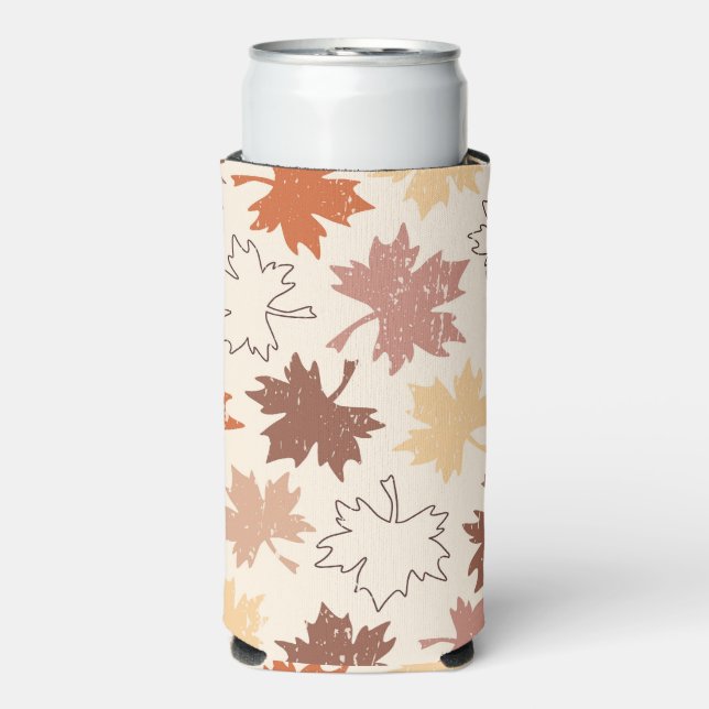 Autumn maple leaves, thanksgiving design seltzer can cooler (Seltzer Front)