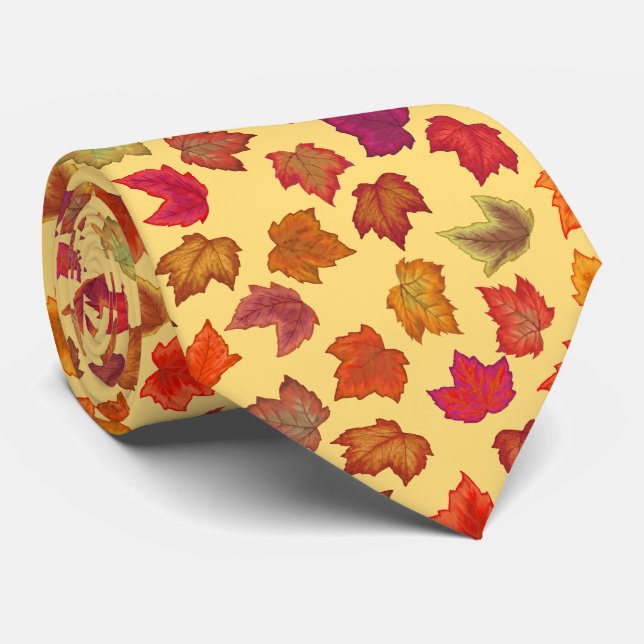 Autumn Maple Leaves U-Pick Background Color Tie (Rolled)