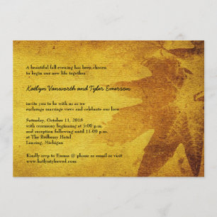 Autumn Maple Leaves Vintage Retro Fall Wedding Invitation