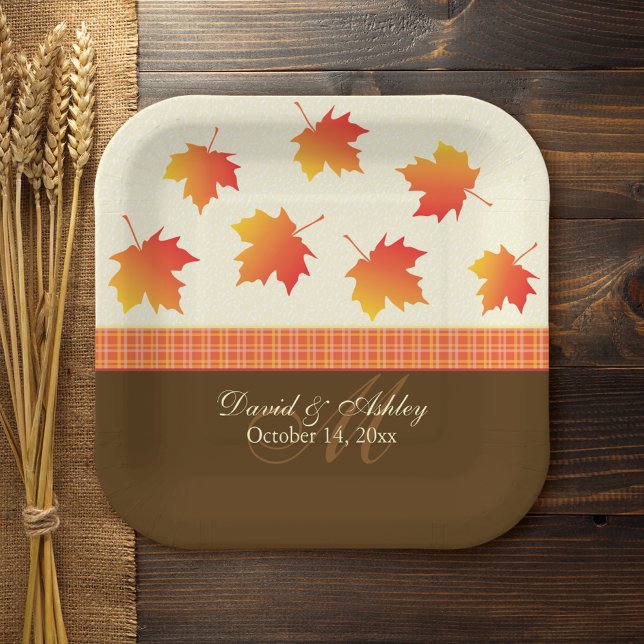 Autumn Maple Leaves Wedding Paper Plate (Creator Uploaded)
